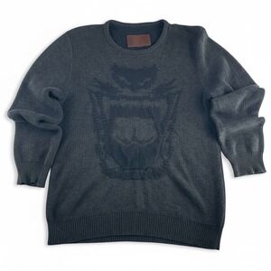 ZANEROBE Men's Charcoal Grey Crew Neck Sweater with Graphic Detail Size XL